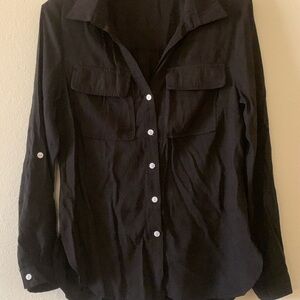 Black Button-Up Women's Top